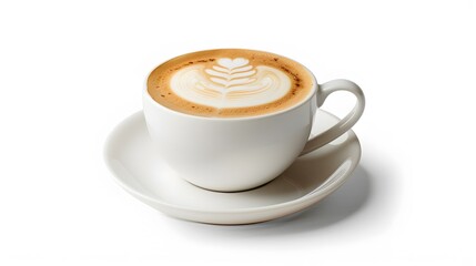 Wall Mural - Cup of coffee latte isolated on white backgroud with clipping path. 