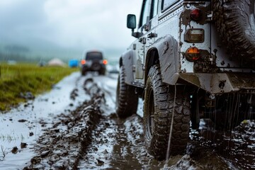 Sticker - Muddy off road conditions on a rainy day