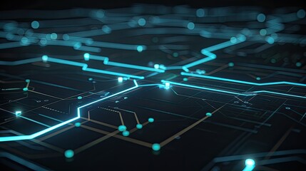 Leinwandbilder - Abstract digital dot line particle data background connecting technology concept.
