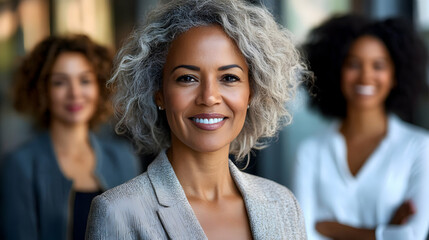 Poster - Professional group portrait featuring confident women in business attire.