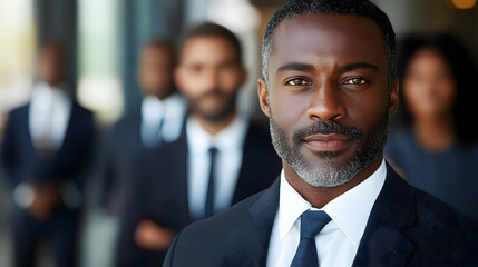 Canvas Print - Professional man in a suit with colleagues in the background.