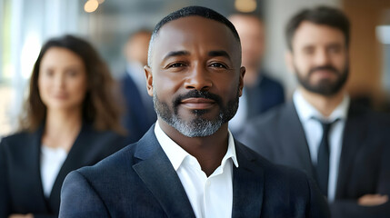 Canvas Print - Professional portrait of a confident man with colleagues behind him.