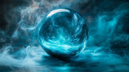 Wall Mural - Blue Orb in Smoke.