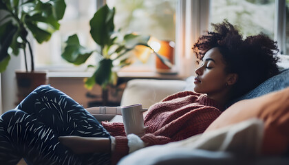 Poster - person reading a book at home