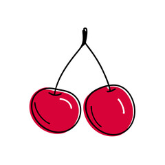 Doodle outline cherry with spot Vector art illustration for packing on a isolated white background (18)