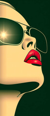 Poster - A woman with red lips and sunglasses