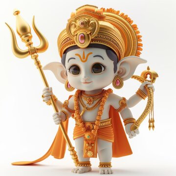 Cartoon 3D Ram Navami day 3D cartoon style. Isolated white background