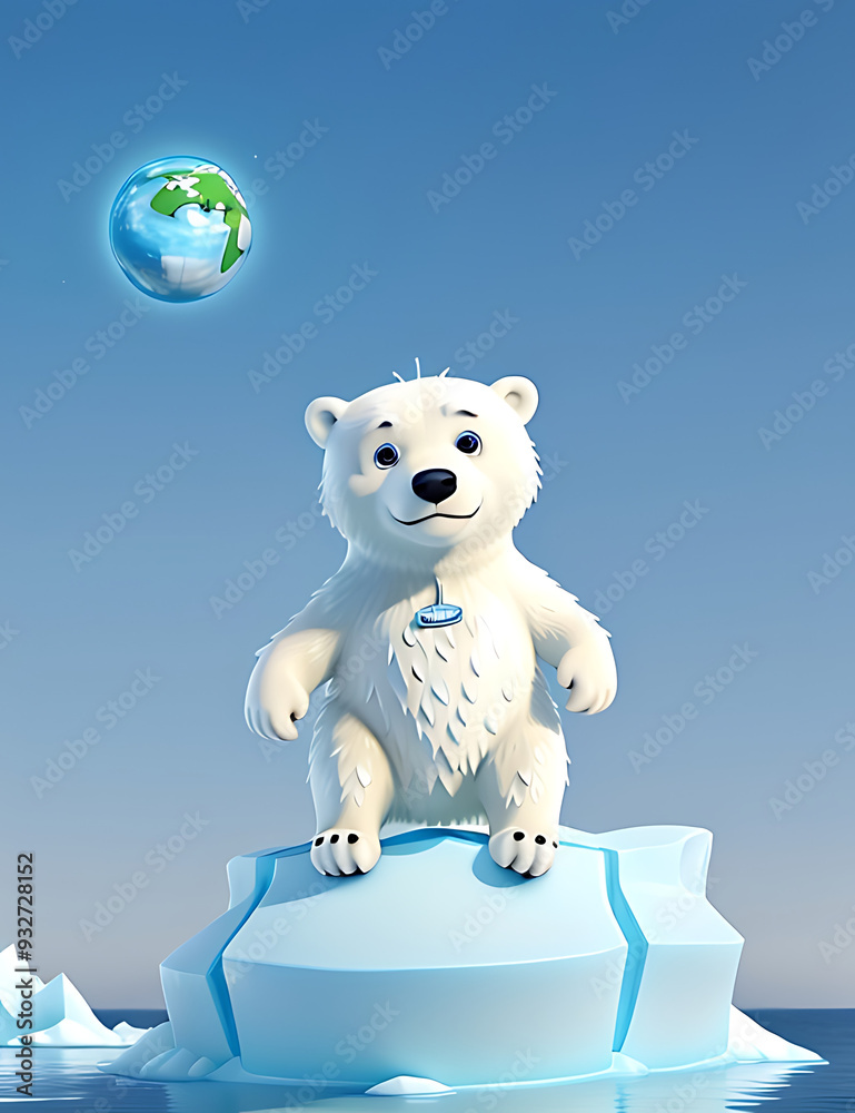 Illustration of a Polar Bear on a Melting Iceberg, Highlighting the ...