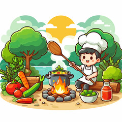 Canvas Print - cooking in nature  vector