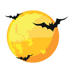 Sticker - Bats Flying Halloween with Moon