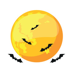 Poster - Bats Flying Halloween with Moon