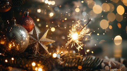 Aufkleber - Sparkler illuminating a festive scene