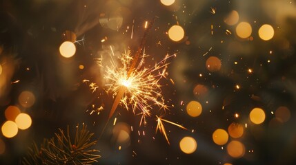 Aufkleber - Sparkler with festive bokeh background