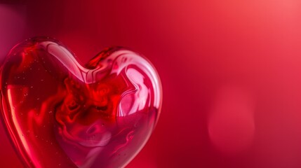 Poster - Vibrant red heart-shaped background with soft gradients blending from deep crimson to pink, evoking warmth and love.