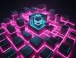 © Pexel - 3D abstract background with neon lights neon cubes spa