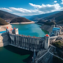 Wall Mural - aerial-view-of-the-dam