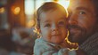 © Huy - father holding his son in arms spending time with toddler in his room unconditional paternal love father day concept