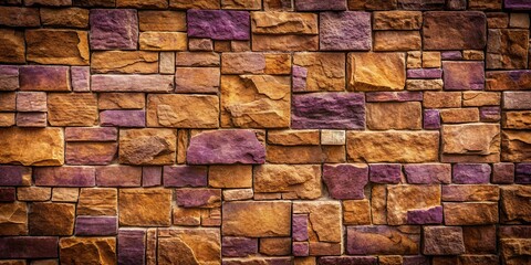 Textured stone wall background in brown and purple shades with rough surface and cracks