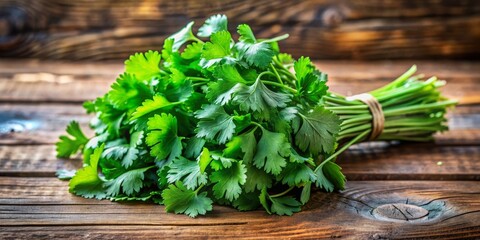 Fresh Parsley Bunch on Rustic Wooden Background, Parsley, Herb, Green, Cooking, Flavor