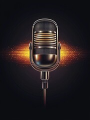 Old microphone on dark background