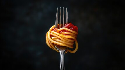 Wall Mural - Fork with spaghetti and tomato sauce