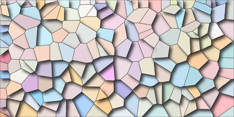 Poster - Quartz light multicolor Broken Stained Glass Background black stoke with shadows. Abstract colorful mosaic pattern Seamless Geometric Retro tiles .Cement kitchen decor with crack floor light design.	