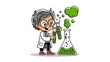 © Hashir - In the lab, a little boy is conducting chemical experiments. A happy little boy, perhaps in preschool or elementary school, working in the chemistry lab. Vector illustration for children.