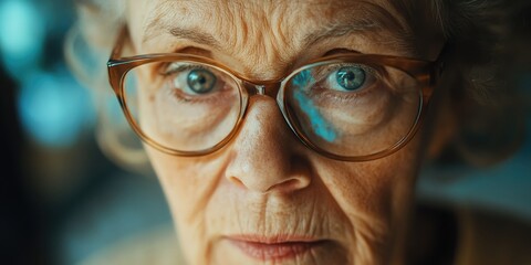 person wearing glasses close up