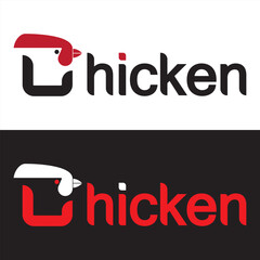 Sticker - Chicken logo typography lettering with letter C concept design idea.