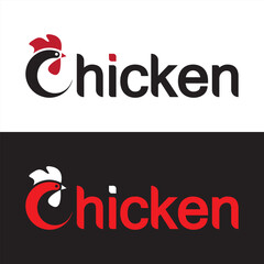 Sticker - Chicken logo typography lettering with letter C concept design idea.