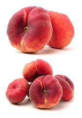 Wall Mural - chinese flat peaches on white background 