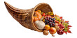 © MZ PNG CITY  - autumn leaves and chestnuts, Cornucopia on transparent background.