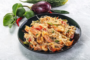 Canvas Print - Thai Spicy Vermicelli Salad with Prawns