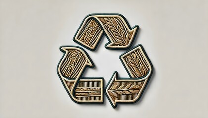 embroidered recycling symbol patch on fabric