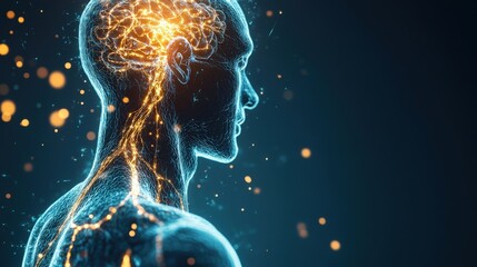 Poster - A man's brain is shown in a computer generated image