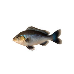 Wall Mural - TRANSPARENT PNG ULTRA HD 8K A solitary Oscar fish with striking patterns and a robust body, swimming elegantly against a transparent background, highlighting its bold and dynamic form