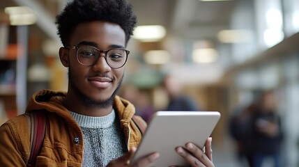 Poster - Engaging with Diverse ELearning Opportunities on Tablet An individual taps into a variety of elearning options on a tablet highlighting the diverse educational content available digita : Generative AI