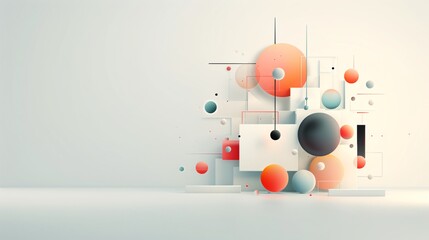 Poster - A modern abstract composition with a blend of geometric shapes and organic forms, providing ample copy space in the lower half.