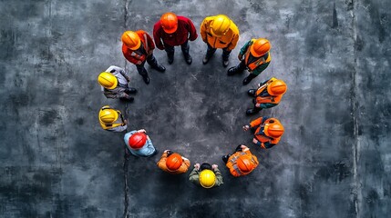 Fototapete - Teamwork image of people of various professions forming a circle businessman engineer researcher security guard : Generative AI