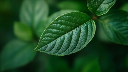 Nature of dark green leaf in garden Natural green leaves plants using  background cover page environment ecology or greenery wallpaper : Generative AI