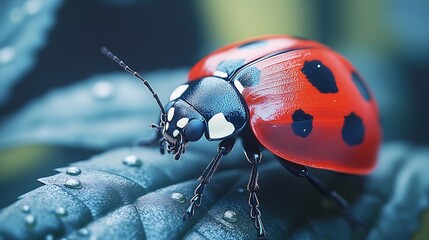 Red ladybug macro shot maximum depth of field : Generative AI