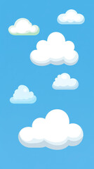 Sticker - A vibrant cartoon sky filled with fluffy clouds, inviting daydreams and playful imagination. Perfect for kids art