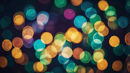 Poster - Colorful bokeh lights background, illustration shiny objects wallpaper, garland defocused lights