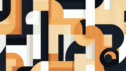 Wall Mural - Explore a vibrant blend of brass and wood in this captivating modern flat illustration with rich textures.