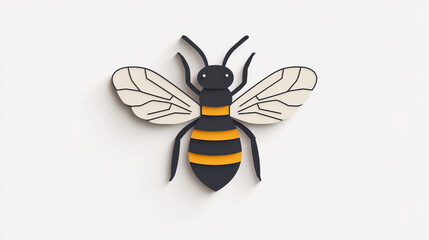 Sticker - Delight in this whimsical bee art, a modern flat illustration bringing textures to life with charming cartoon flair.