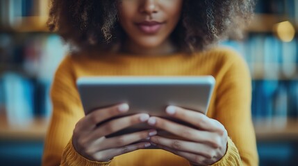 Poster - Engaging with Diverse ELearning Opportunities on Tablet An individual taps into a variety of elearning options on a tablet highlighting the diverse educational content available digita : Generative AI