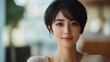 © The Little Hut - female portrait short hair lifestyle smile middle aged one person japanese asian : Generative AI