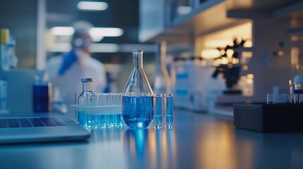 Aufkleber - Laptop science team and people learning for cancer cure help or medical development in laboratory Training investigation or research info with scientists in clinical trial for medicine : Generative AI