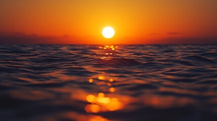 Poster - Beautiful orange sunset over the ocean : Generative AI