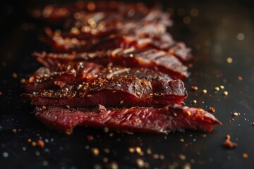 Sticker - Jerky slices on dark background